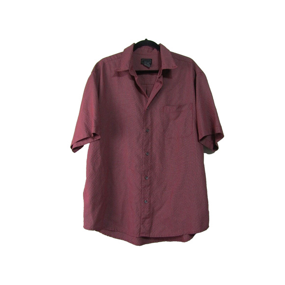 Cezani Other - Cezani Red Plaid Button Shirt Collar Men's size L Short Sleeve Pocket